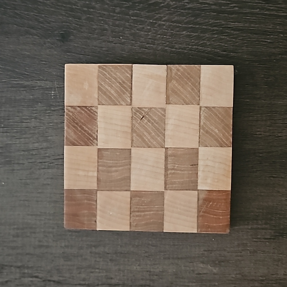 Wooden Checkerboard Beverage Coaster